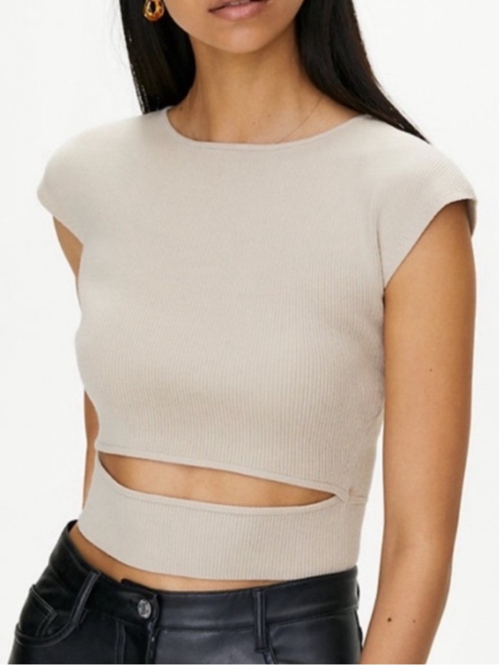 ARITZIA WILRED Yacine Ribbed Elevated Knit Cutout Crop Top